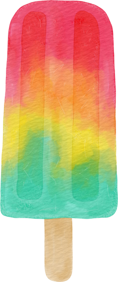 Rainbow Popsicle ice cream in watercolor for Summer